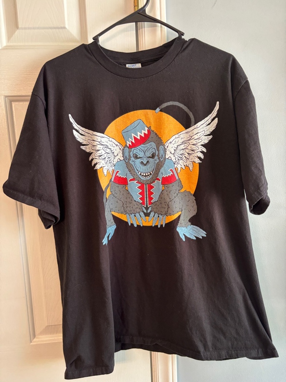 Port and Company Black Short Sleeve Tee with Flying Monkey